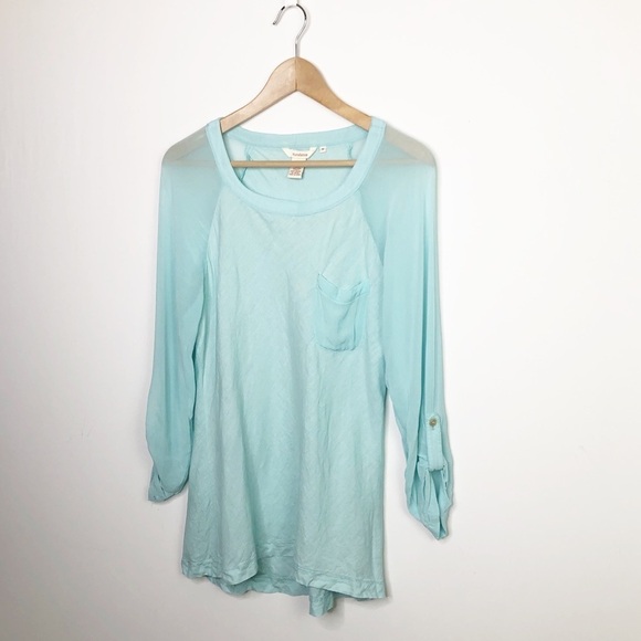 Sundance linen green roll tab sleeve tunic - Picture 5 of 8